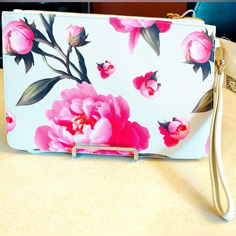 2 Piece: ANNE KLIEN 1) Floral & 1) Cream Wristlet Set, NWT